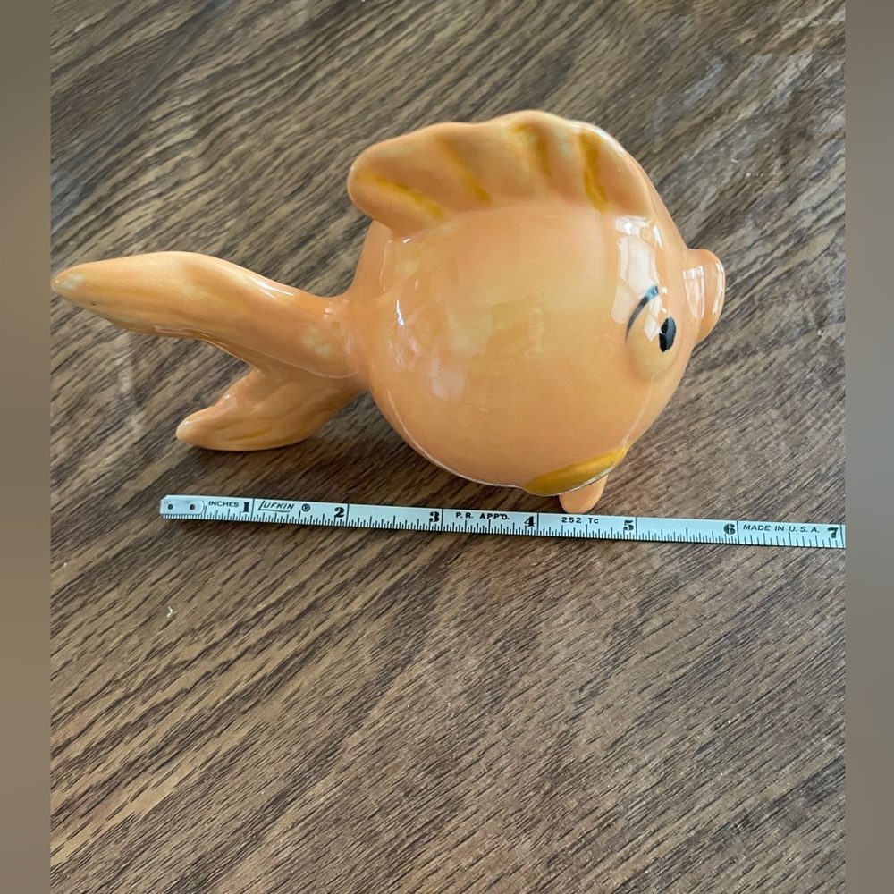 Hand Painted Ceramic Gold Fish Figurine- Pencil Holder - Picture 9 of 12